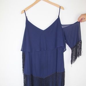 ASOS CURVE COLD SHOULDER FRINGE DRESS